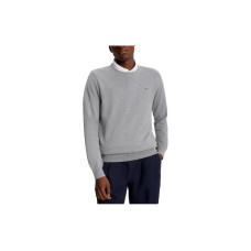 Tommy Hilfiger FW23 Solid Crewneck Sweater Sweaters Grey Heather Logo