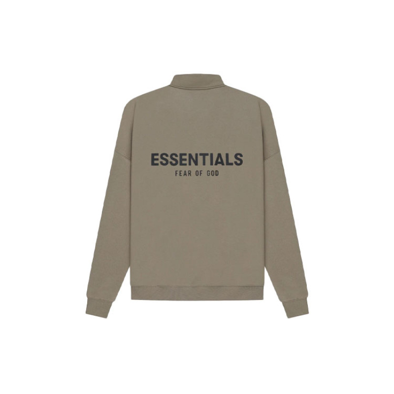 Fear of God Essentials SS21 Mockneck Half Zip Taupe Logo