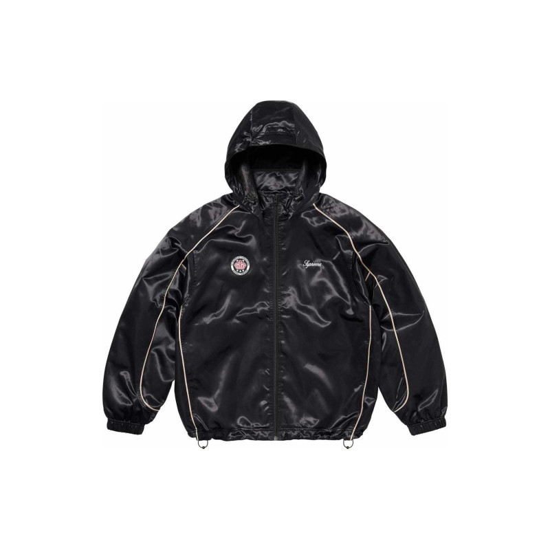 Supreme SS24 WEEK1 SATIN HOODED TRACK JACKET logo