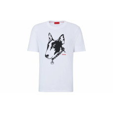 HUGO BOSS Cotton-Jersey T-Shirt With Dog Artwork T