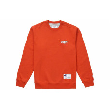 Supreme FW18 x Champion 3D Metallic Crewneck Brick Red Logo
