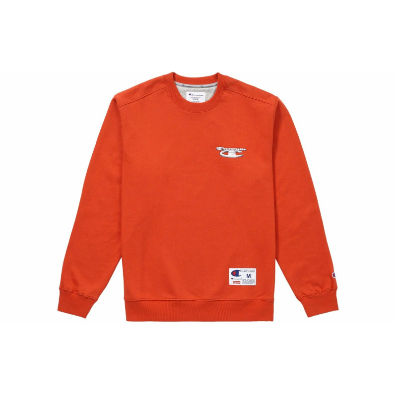 Supreme FW18 x Champion 3D Metallic Crewneck Brick Red Logo