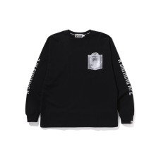 A BATHING APE Reflective Solid Camo Ape Head Relaxed Pocket LS Tee T