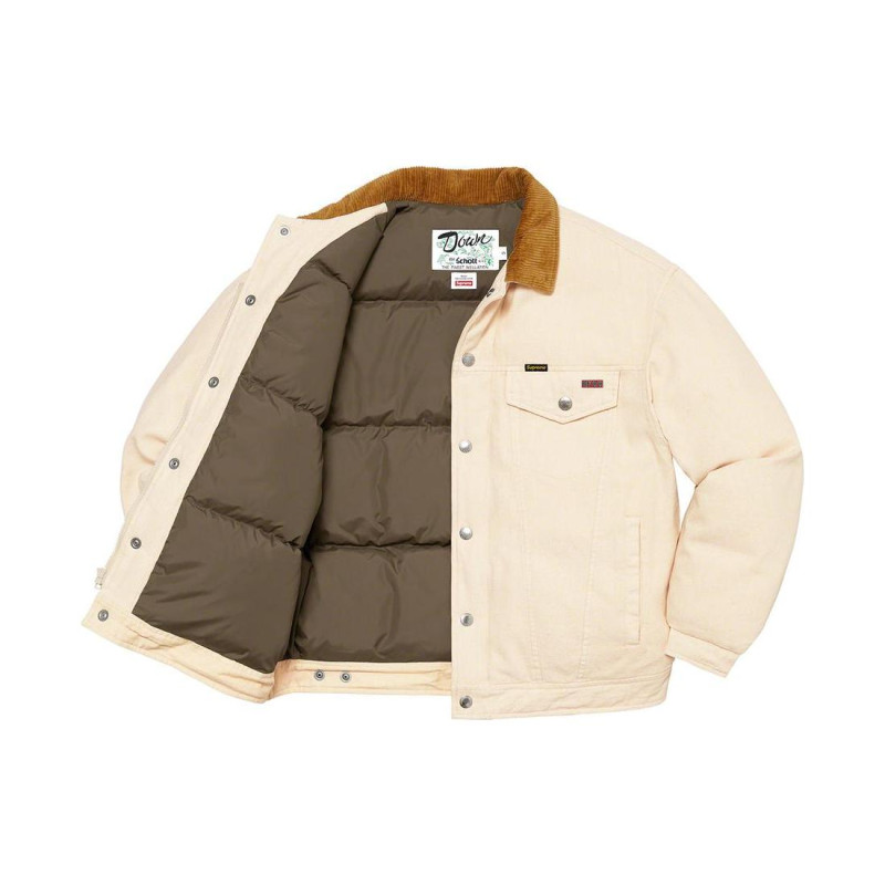 Supreme x Schott Supreme Week 15 Canvas Down Trucker Jacket Logo