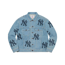 Supreme Week 2 x New York Yankees Denim Trucker Jacket Logo