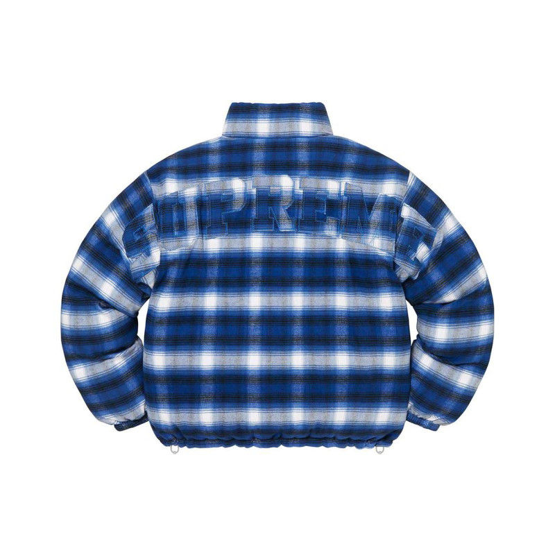 Supreme FW22 Week 8 Flannel Reversible Puffer Jacket Logo