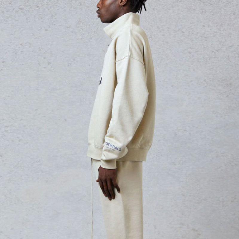 Fear of God Essentials FW20 Half Zip Sweatshirt Cream