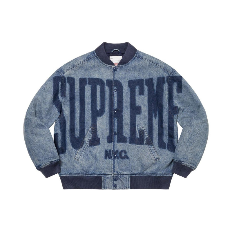 Supreme SS23 Week9 washed knockout denim varsity jacket Logo