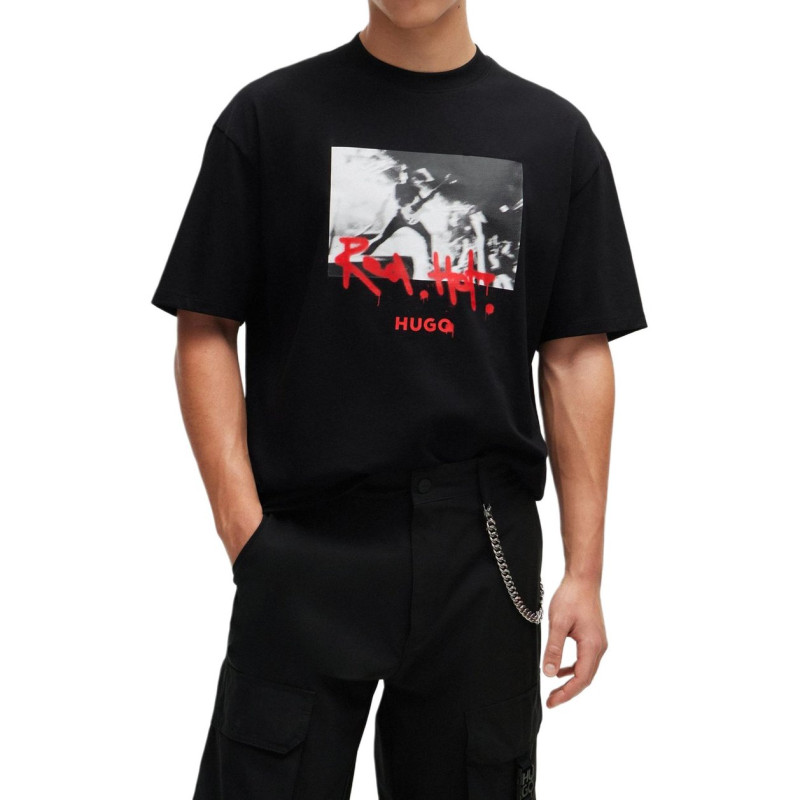 HUGO BOSS Cotton-Jersey T-Shirt With Spray-Paint Artwork T