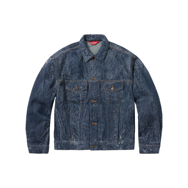 Supreme FW23 WEEK1 CRACKLE DENIM TRUCKER JACKET