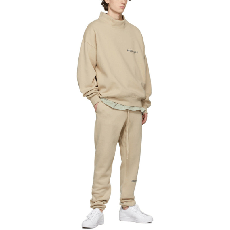 Fear of God Essentials FW21 Mock Neck Sweatshirt BeigeLinen Logo