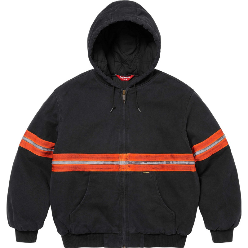 Supreme FW24 WEEK1 Reflective Stripe Hooded Work Jacket