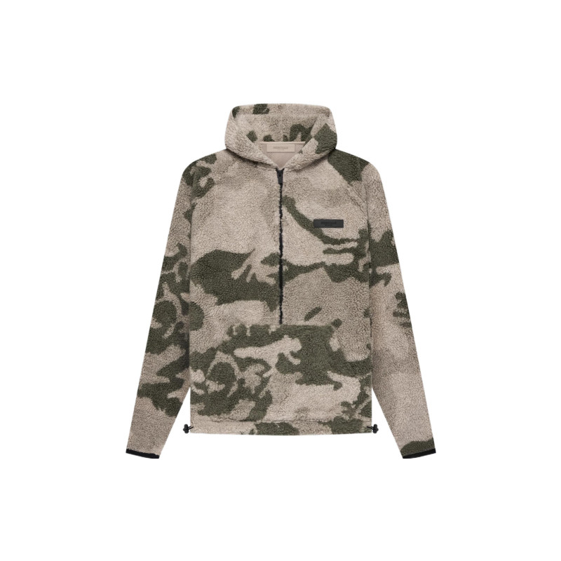 Fear of God Essentials SS22 Polar Fleece Half Zip Hoodie Camouflage