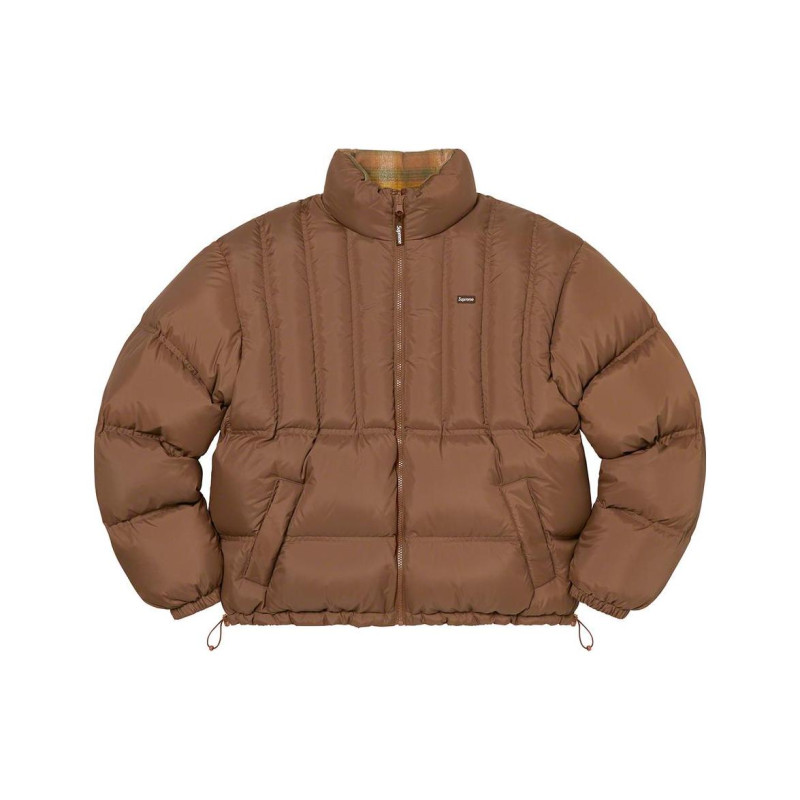 Supreme FW22 Week 8 Flannel Reversible Puffer Jacket Logo