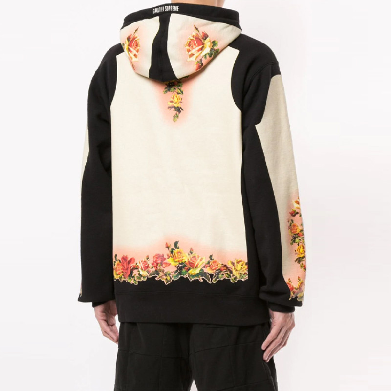 Supreme SS19 x Jean Paul Gaultier Floral Print Hooded Sweatshirt Cardinal