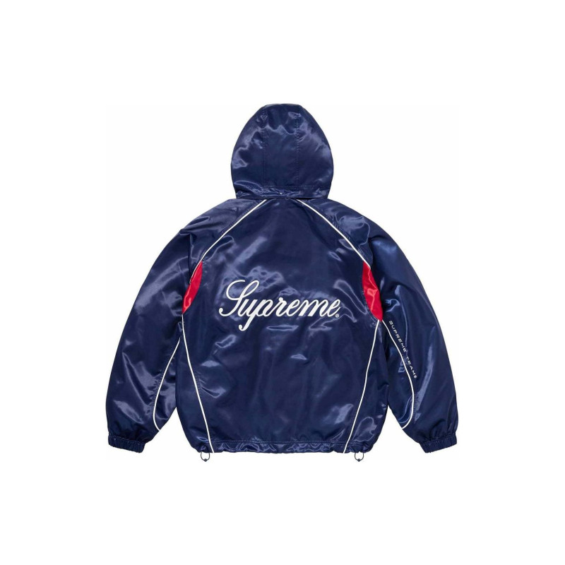 Supreme SS24 WEEK1 SATIN HOODED TRACK JACKET logo