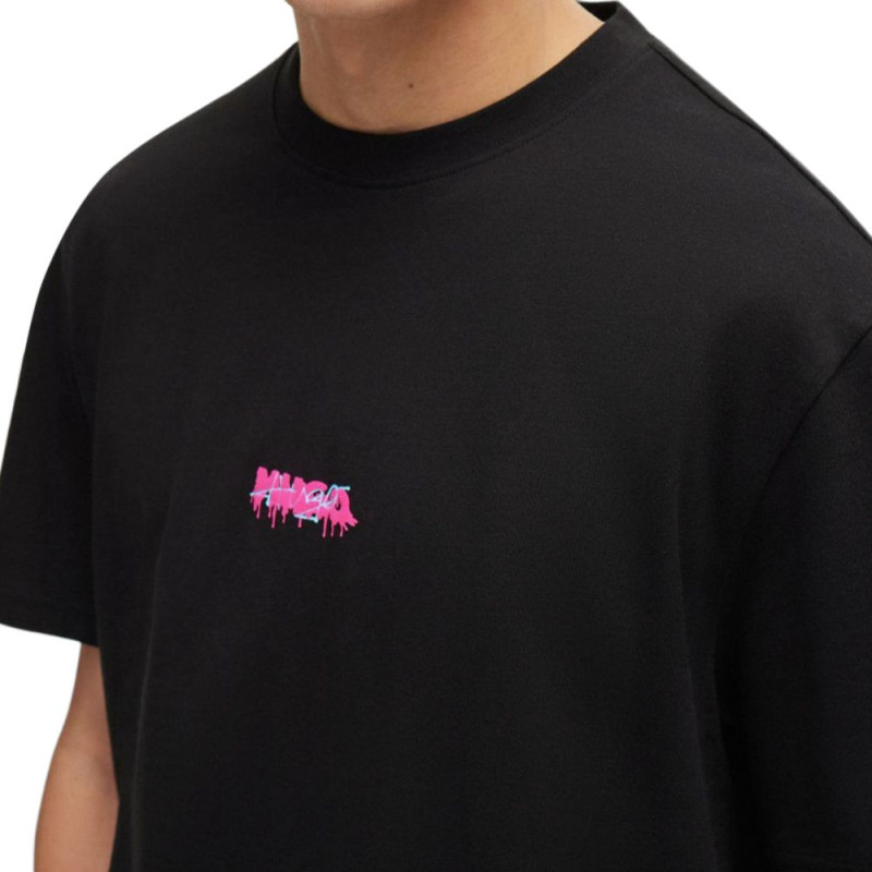 HUGO BOSS COTTON-JERSEY RELAXED-FIT T-SHIRT WITH DOUBLE LOGO T