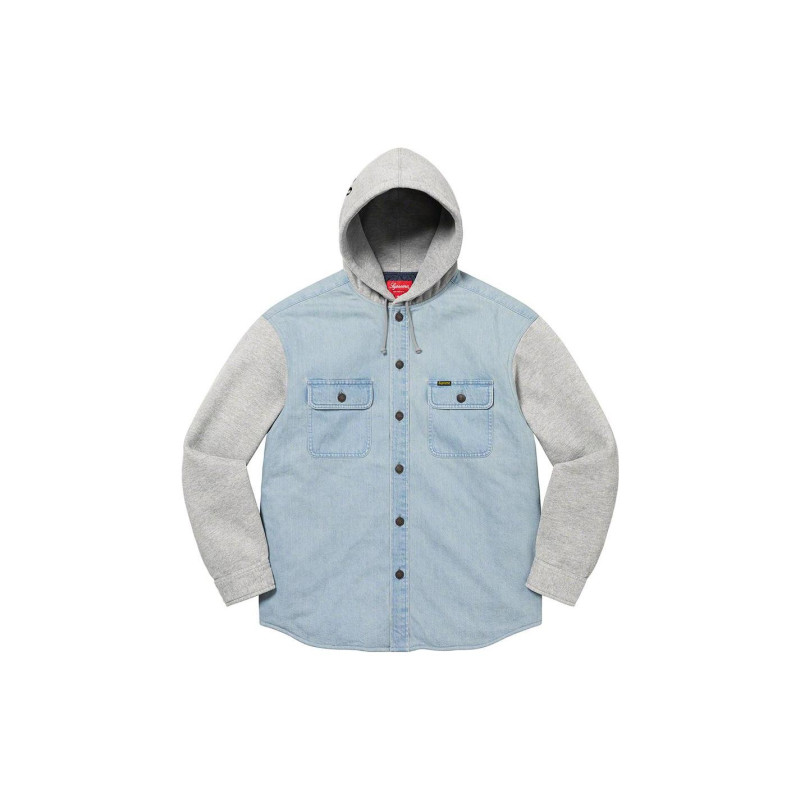 Supreme FW22 Week 12 Fleece Hooded Denim Shirt Logo