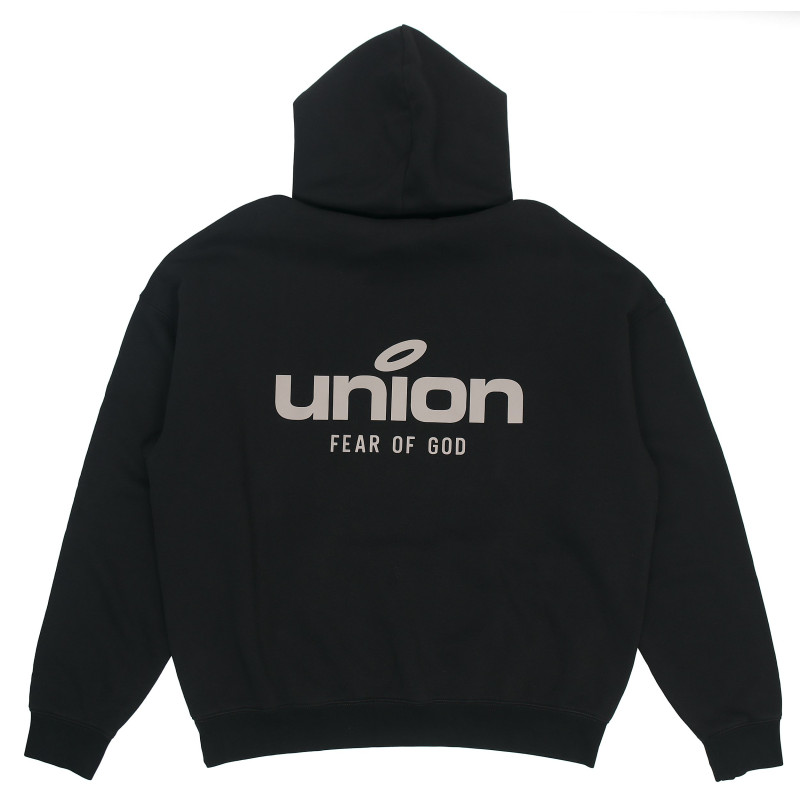 Fear of God Essentials x union la FW21 Vintage Hoodie Vintage Black Logo