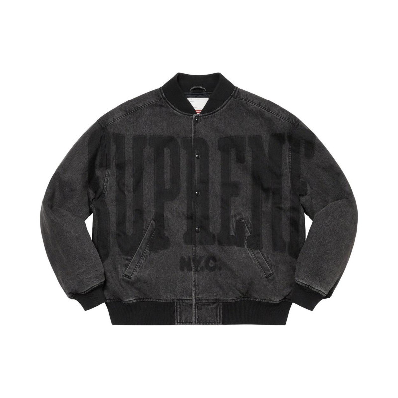 Supreme SS23 Week9 washed knockout denim varsity jacket Logo