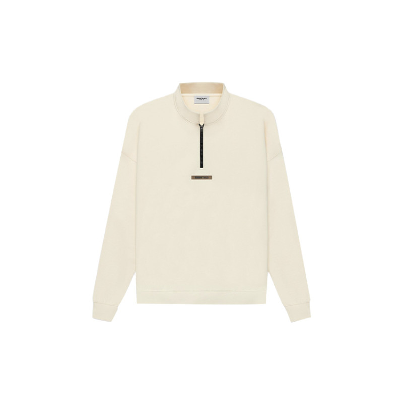 Fear of God Essentials SS21 Mockneck Half Zip ButtercreamCrea Logo