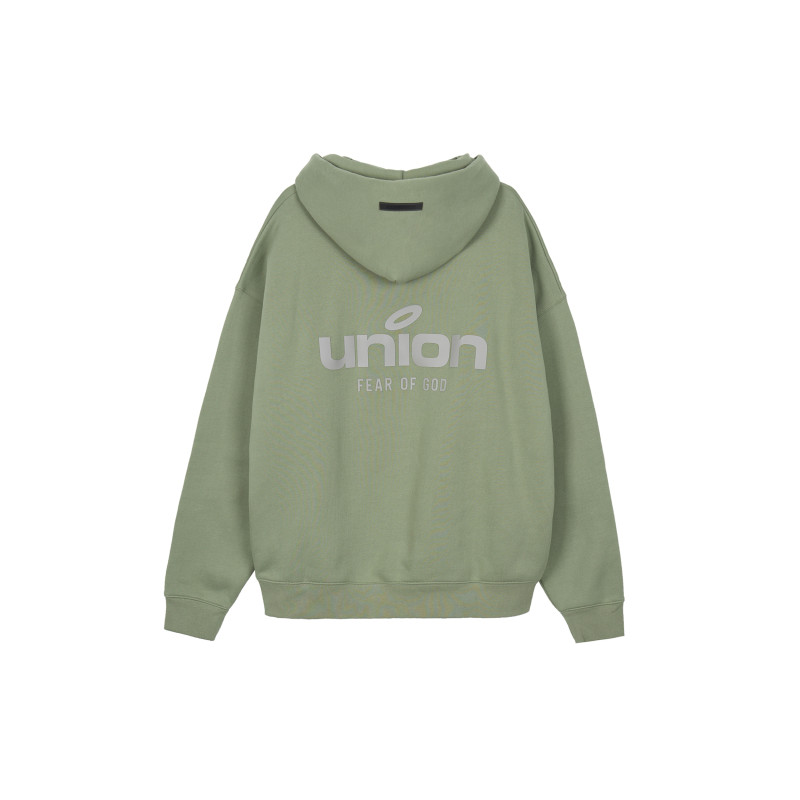 Fear of God Essentials x Union LA FW21 Vintage Hoodie Green Logo