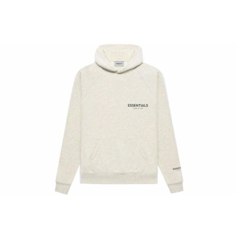 Fear of God Essentials FW21 Pullover Hoodie Light Heather Oatmeal Logo