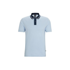 HUGO BOSS Mercerised-Cotton Slim-Fit Polo Shirt With Contrast Stripes Polo