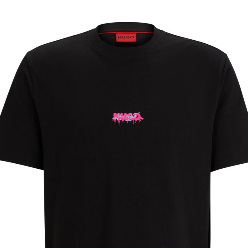 HUGO BOSS COTTON-JERSEY RELAXED-FIT T-SHIRT WITH DOUBLE LOGO T
