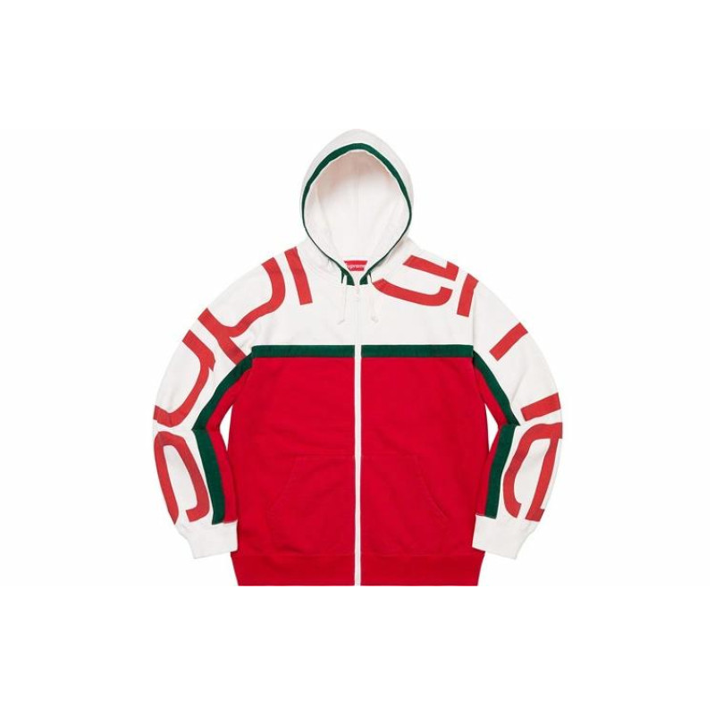 Supreme FW20 Week 13 Big Logo Paneled Zip Up Hooded Sweatshirt Logo