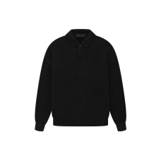 Fear of God Essentials The Black Collection Essentials Knit Polo Jet Black LogoPolo