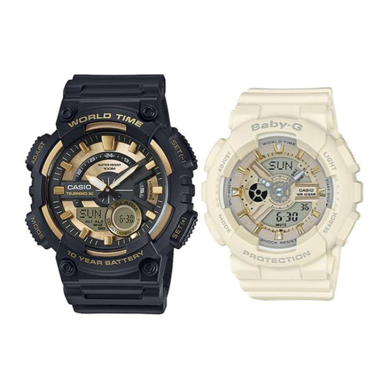 CASIO STANDARDBABY-G AEQ-110BW-9A+BA-110GA-7A2PR