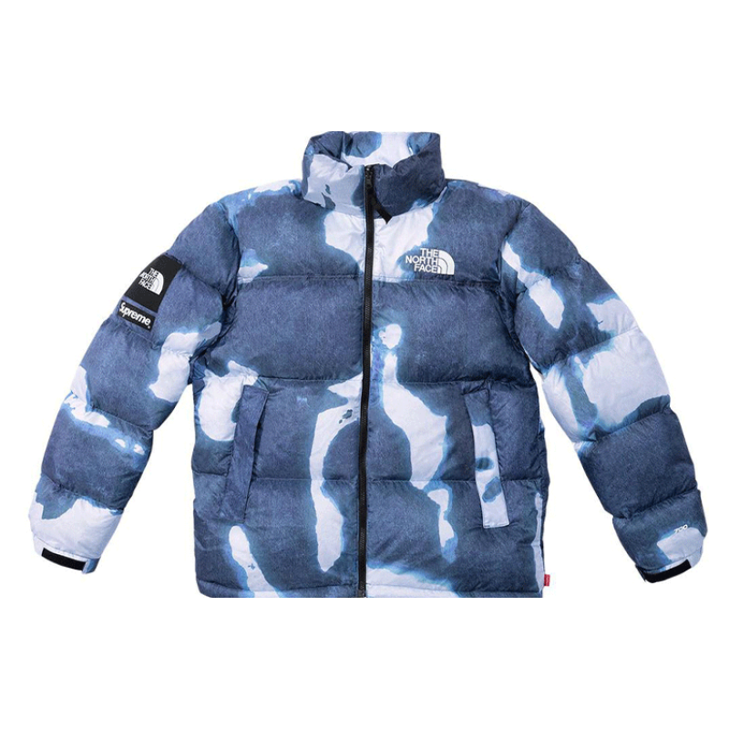 Supreme x THE NORTH FACE FW21 TNF Bleached Denim Print Nuptse Jacket