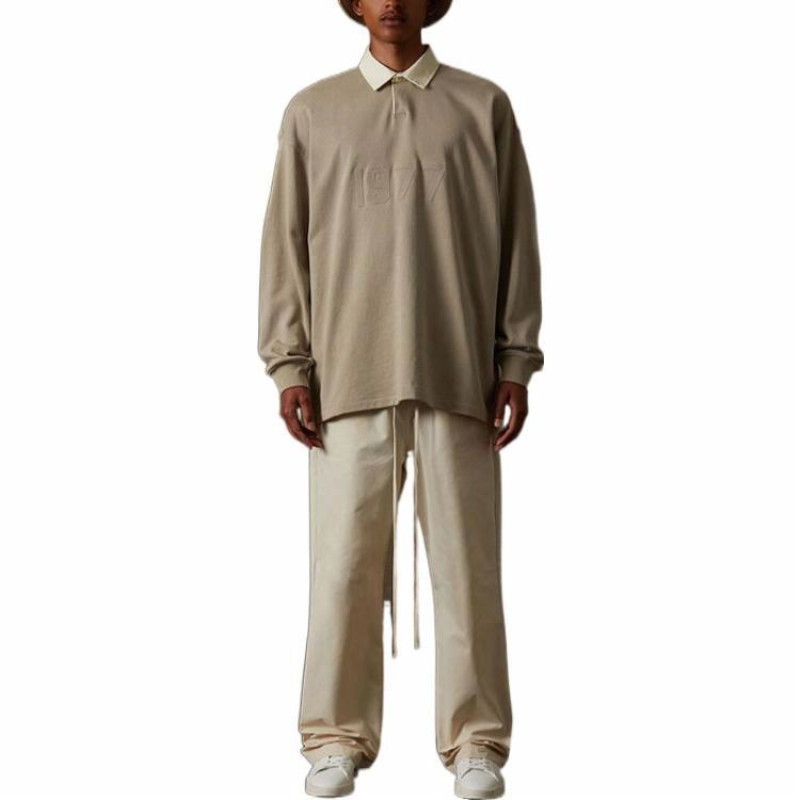 Fear of God Essentials FW22 1977 Henley Rugby in Smoke LogoPolo