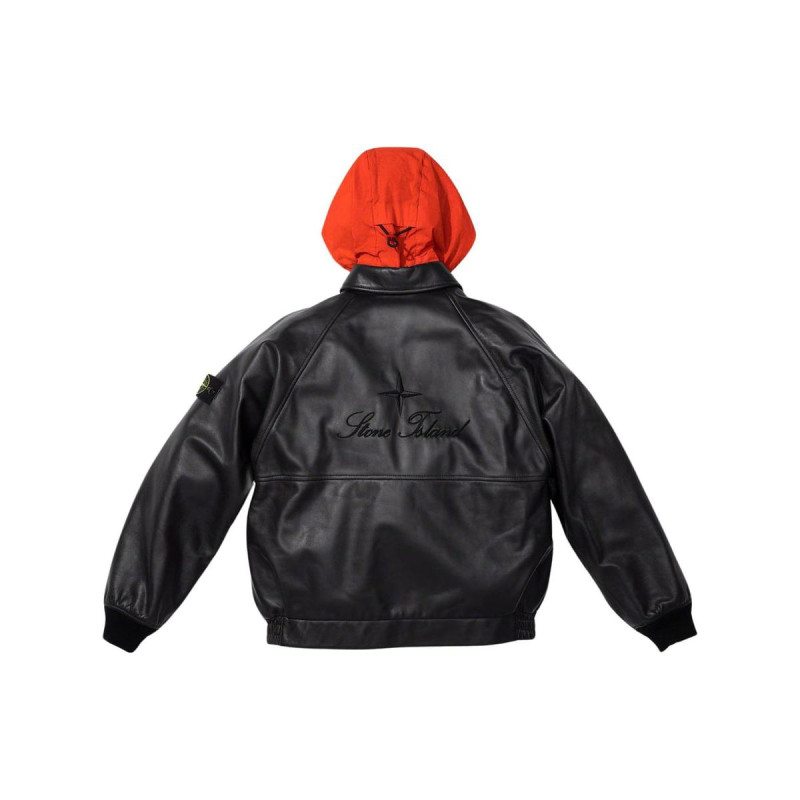 Supreme x STONE ISLAND FW23 WEEK10 LEATHER BOMBER JACKET