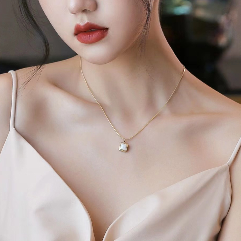 克拉日记 几何方形 高级感小众设计感 合金 项链 女款 #礼盒装