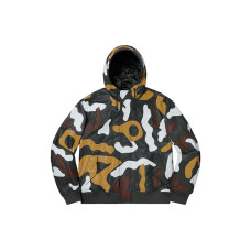 Supreme FW19 Week 12 Camo Leather Hooded Jacket Green Camo