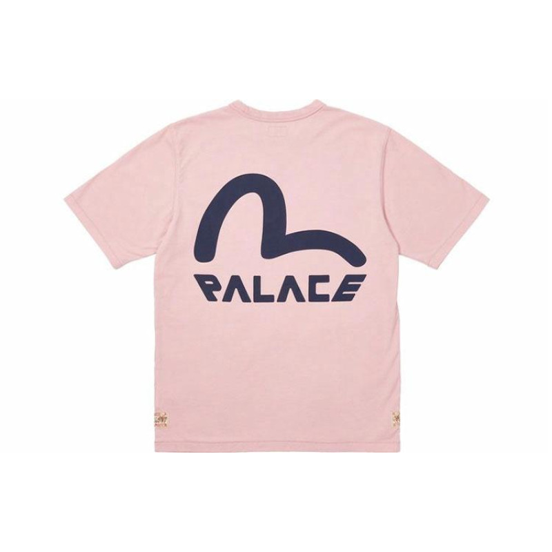 PALACE x EVISU FW21 Seagull T-Shirt Pink Nectar LogoT