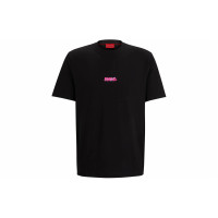 HUGO BOSS COTTON-JERSEY RELAXED-FIT T-SHIRT WITH DOUBLE LOGO T