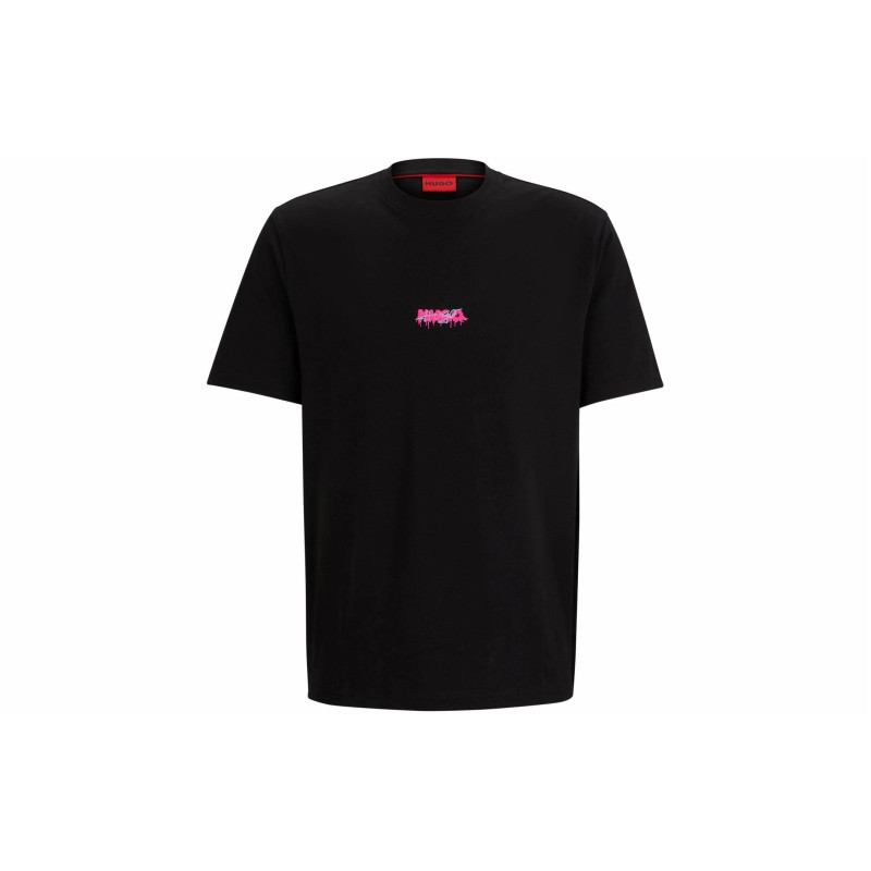 HUGO BOSS COTTON-JERSEY RELAXED-FIT T-SHIRT WITH DOUBLE LOGO T