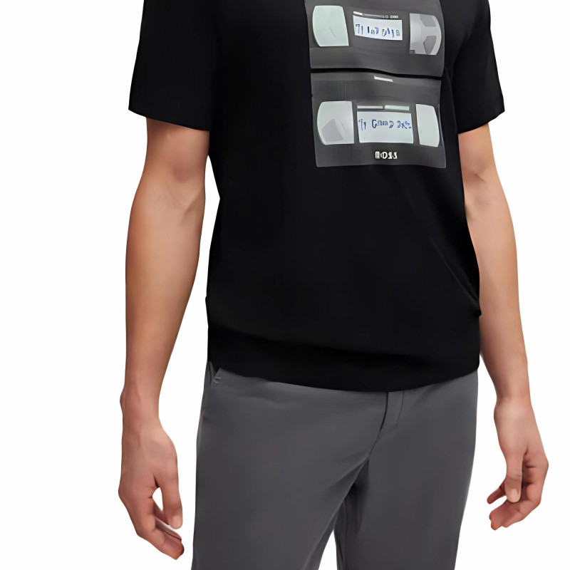 HUGO BOSS FW23 Cotton-Jersey T-Shirt With Music-Inspired Print T