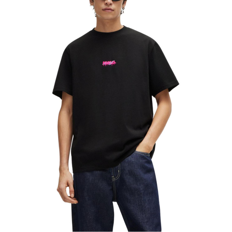 HUGO BOSS COTTON-JERSEY RELAXED-FIT T-SHIRT WITH DOUBLE LOGO T