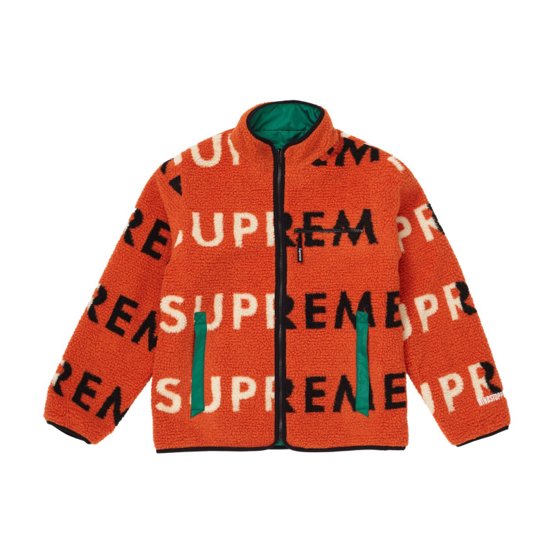 Supreme FW18 Reversible Logo Fleece Jacket Orange
