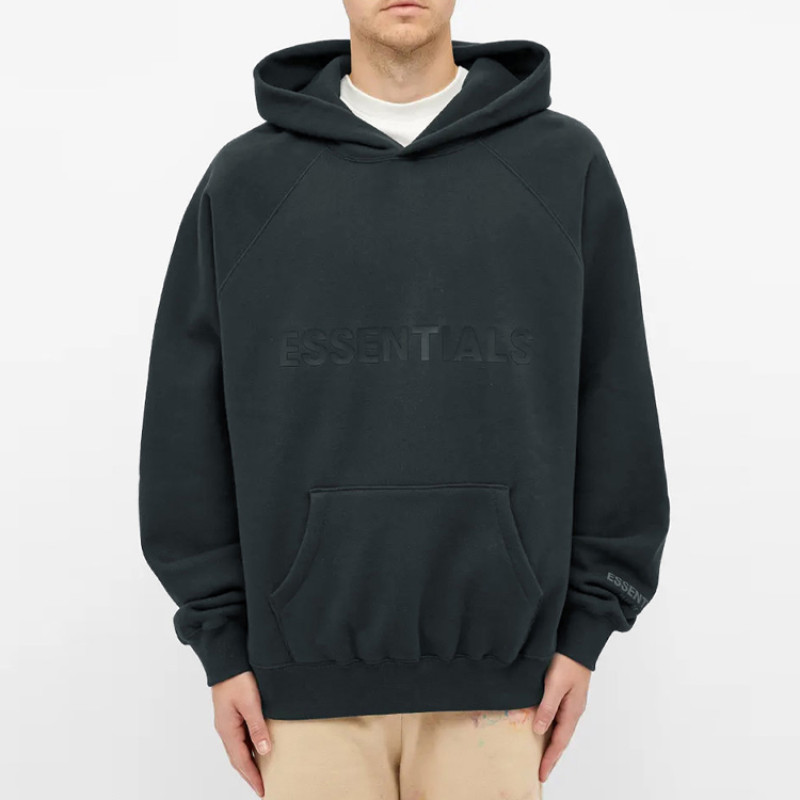 Fear of God Essentials FW20 Silicone Logo Raised Hoodie Dark Navy